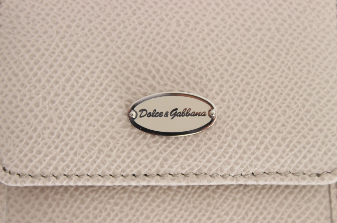 Étui portefeuille en cuir Dauphine blanc Dolce &amp; Gabbana