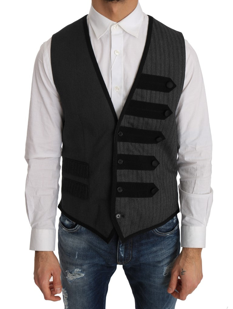 Dolce &amp; Gabbana Gilet slim à motifs en laine grise