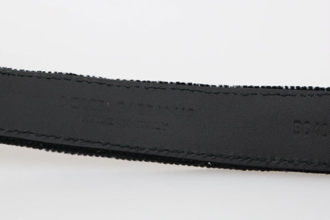 Dolce &amp; Gabbana Ceinture brodée en coton noir Royal Bee