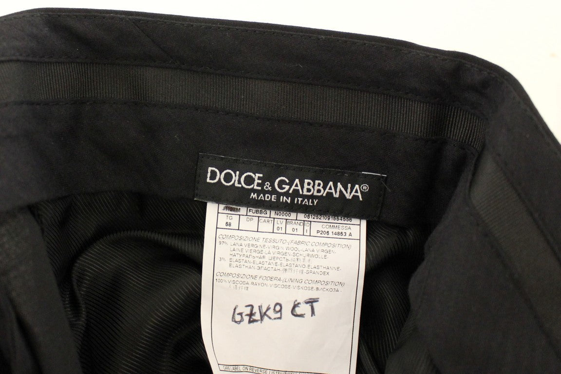 Dolce &amp; Gabbana Pantalon plissé extensible en laine noire