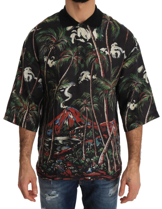 Dolce &amp; Gabbana Schwarzes Volcano Sicily Kurzarm-T-Shirt