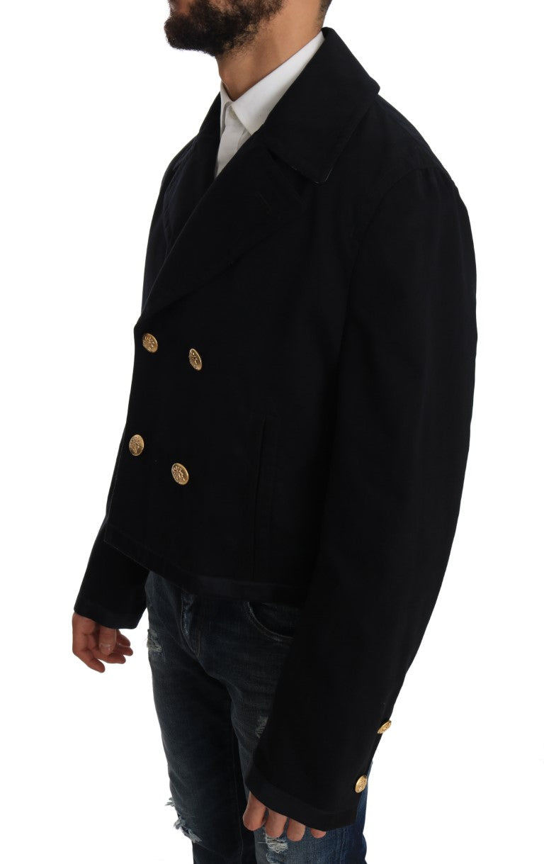 Dolce &amp; Gabbana Trench Blauer Baumwoll-Stretch-Jackenmantel