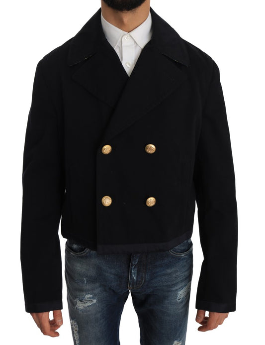 Dolce &amp; Gabbana Trench Blauer Baumwoll-Stretch-Jackenmantel