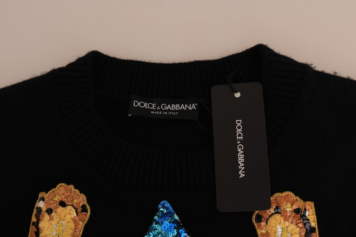 Dolce &amp; Gabbana Fairy Tale Crystal Black Kaschmirpullover