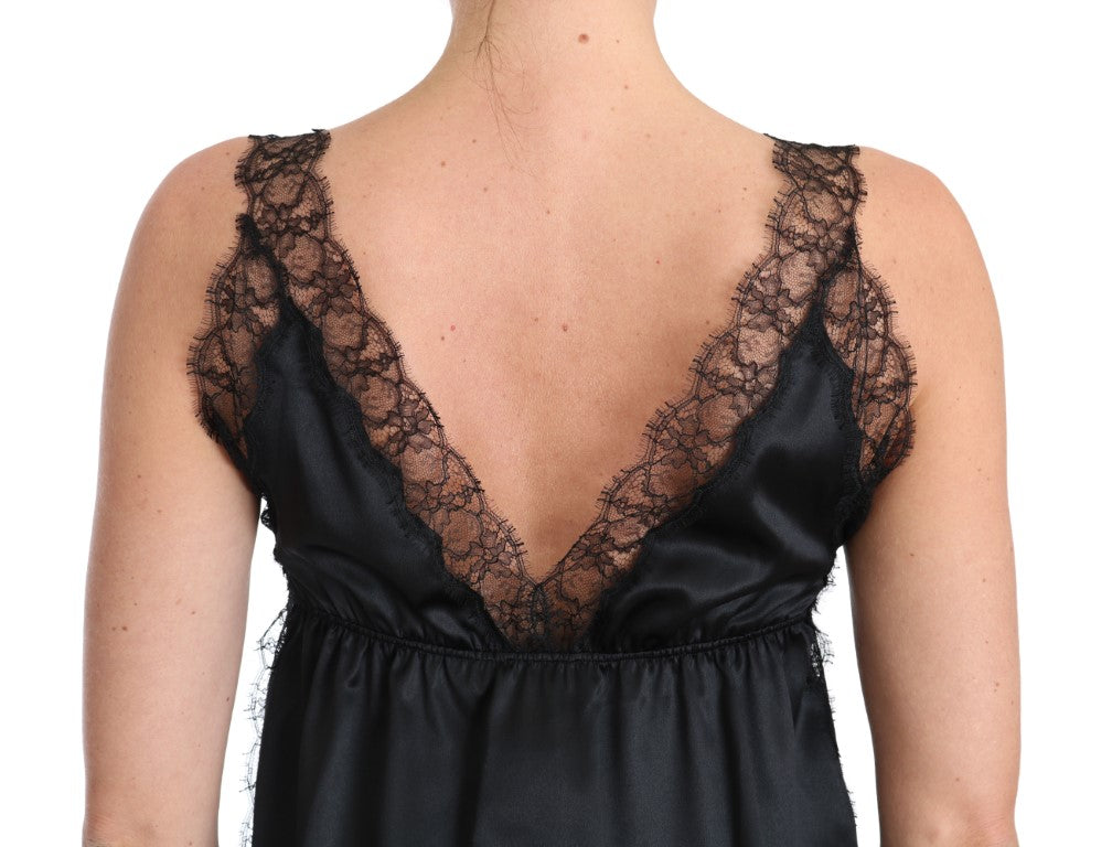 Dolce &amp; Gabbana Lingerie Cami Dentelle Noire Soie Stretch