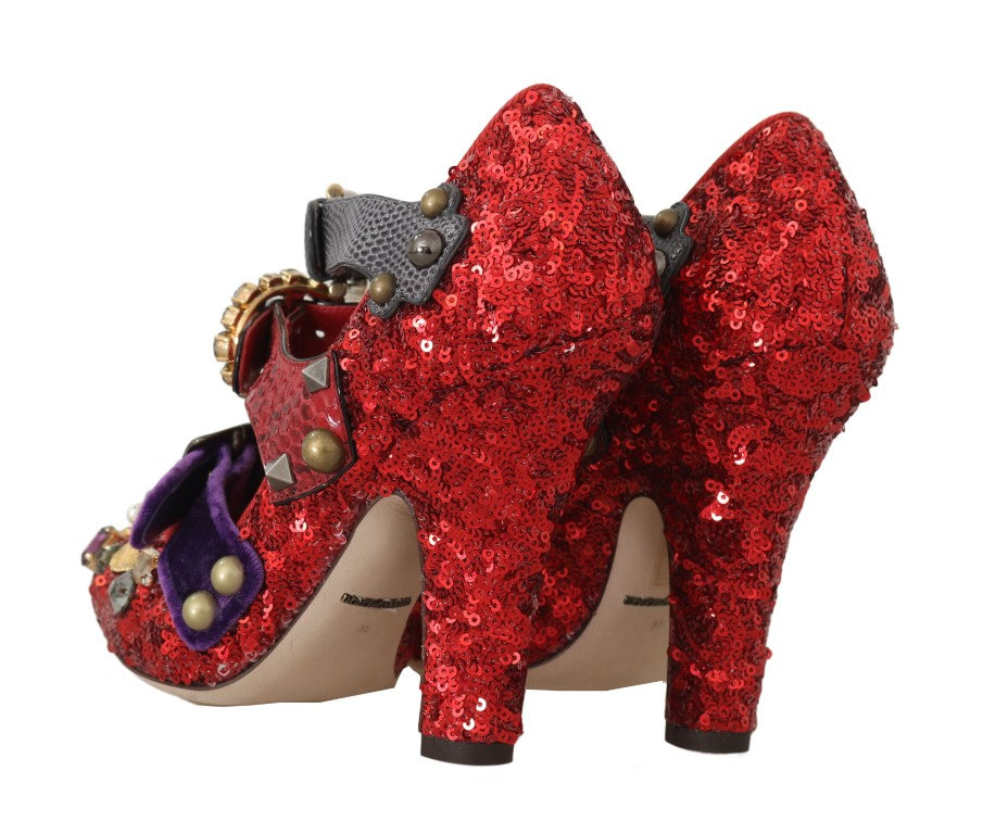 Dolce &amp; Gabbana Chaussures à talons en cristal pailleté rouge