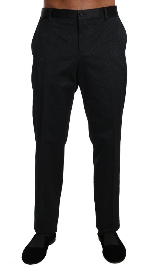 Dolce &amp; Gabbana Pantalon formel en brocart de coton noir