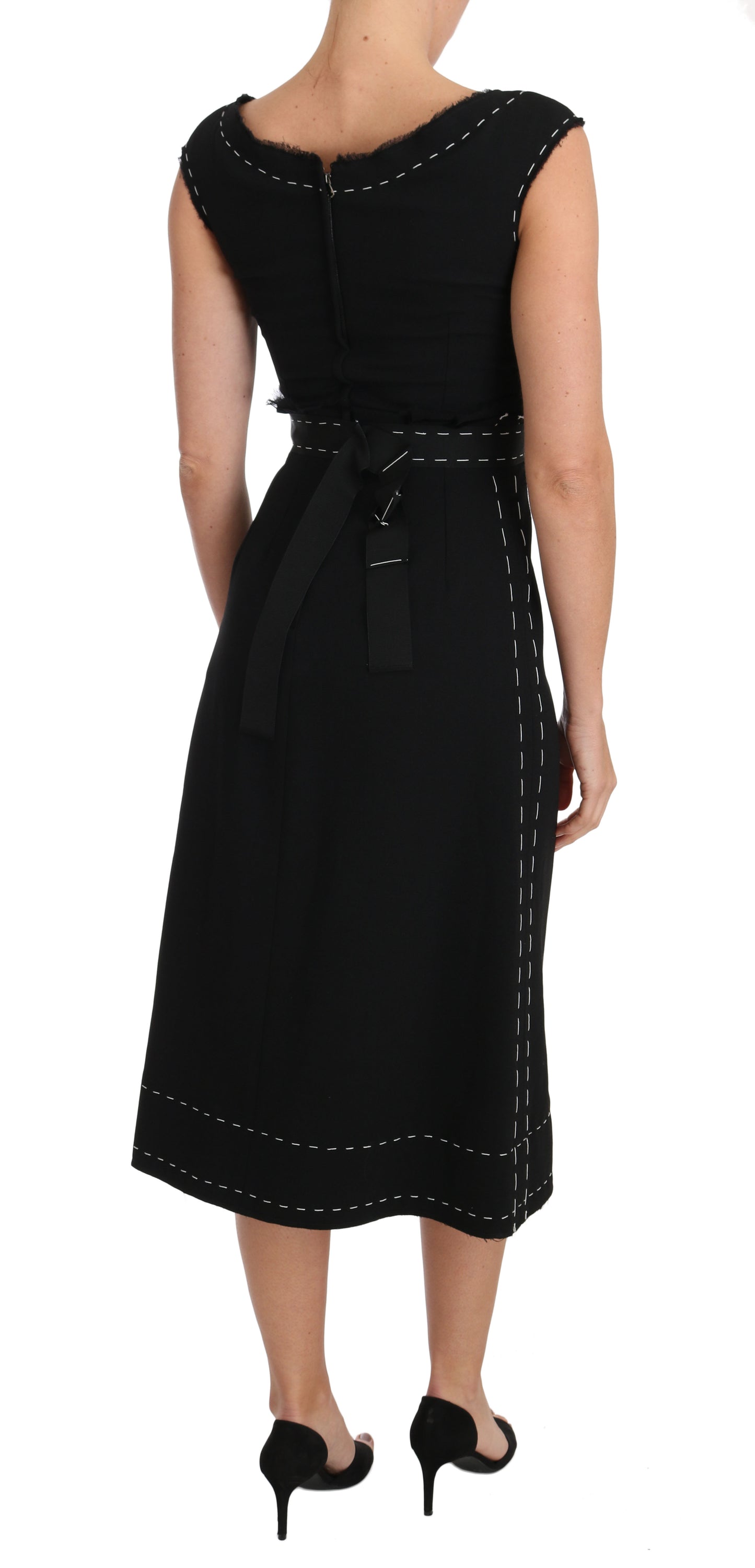 Dolce &amp; Gabbana Robe fourreau trapèze extensible en laine noire