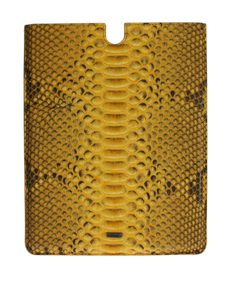 Couverture de livre électronique pour tablette P2 en peau de serpent jaune Dolce &amp; Gabbana