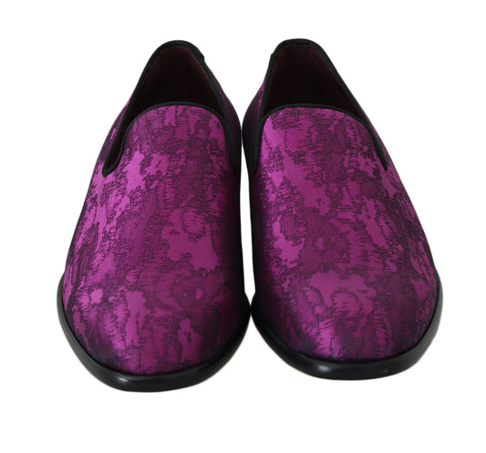 Dolce &amp; Gabbana Mocassins Jacquard Violets Robe Chaussures Formelles