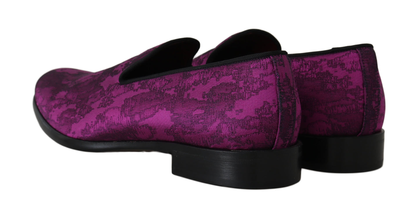 Dolce &amp; Gabbana Mocassins Jacquard Violets Robe Chaussures Formelles