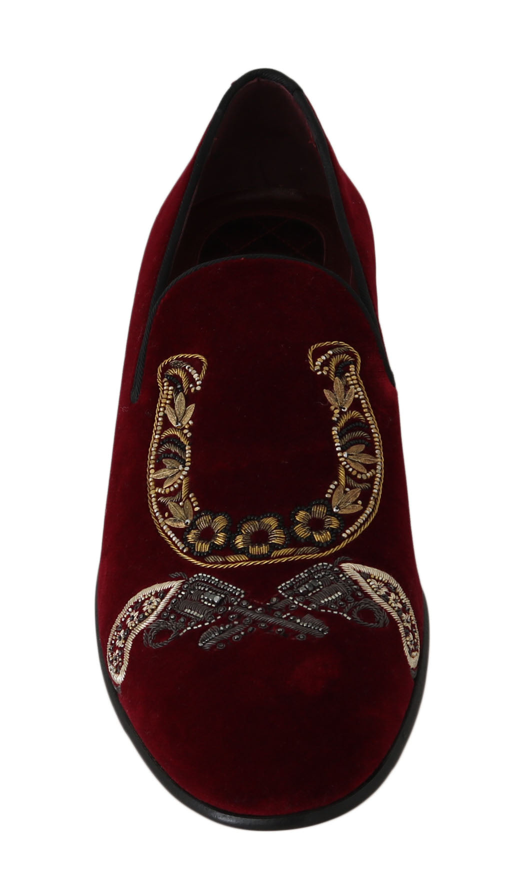 Dolce & Gabbana Bordeaux Velvet Sequined Men's Loafers