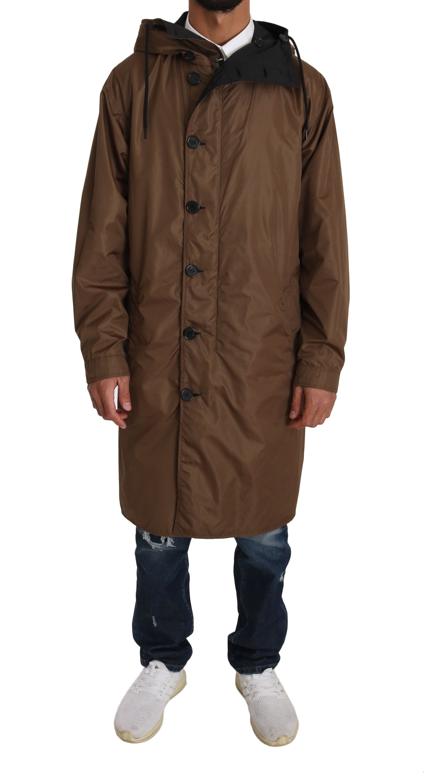 Dolce &amp; Gabbana Imperméable réversible à capuche noir et marron