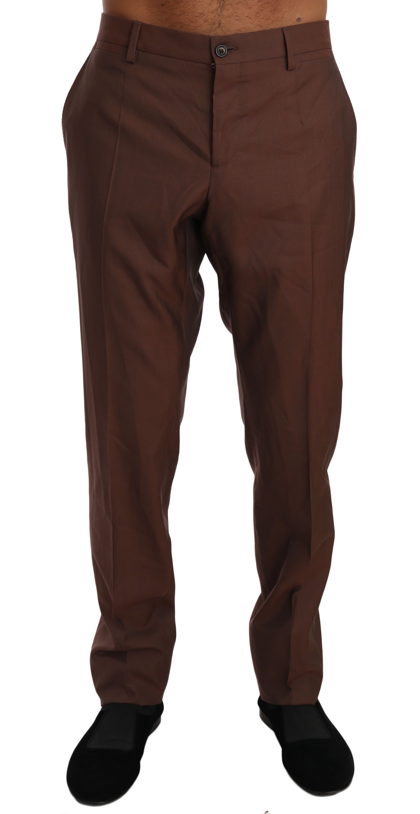 Dolce &amp; Gabbana Pantalon formel en laine et soie marron