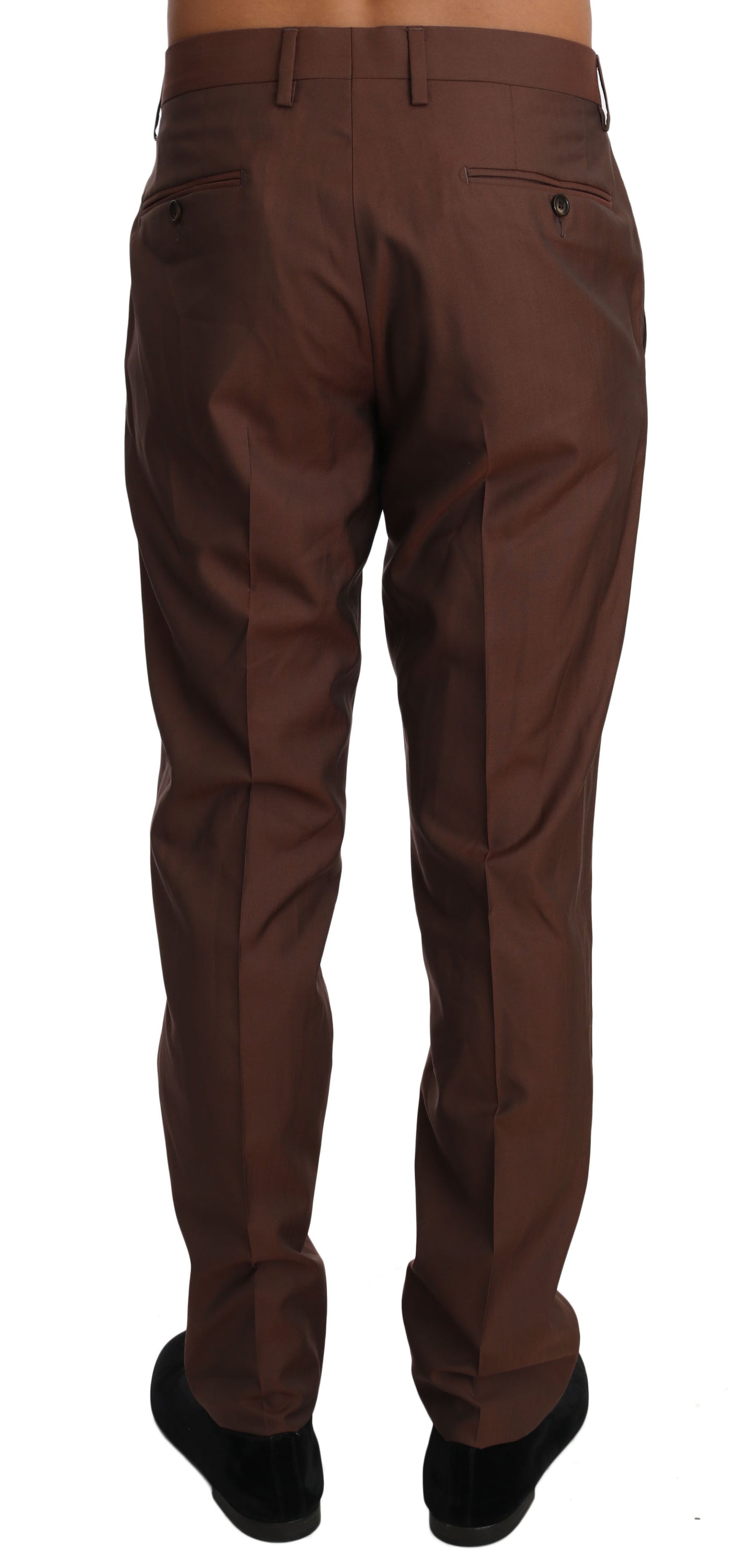 Dolce &amp; Gabbana Pantalon formel en laine et soie marron