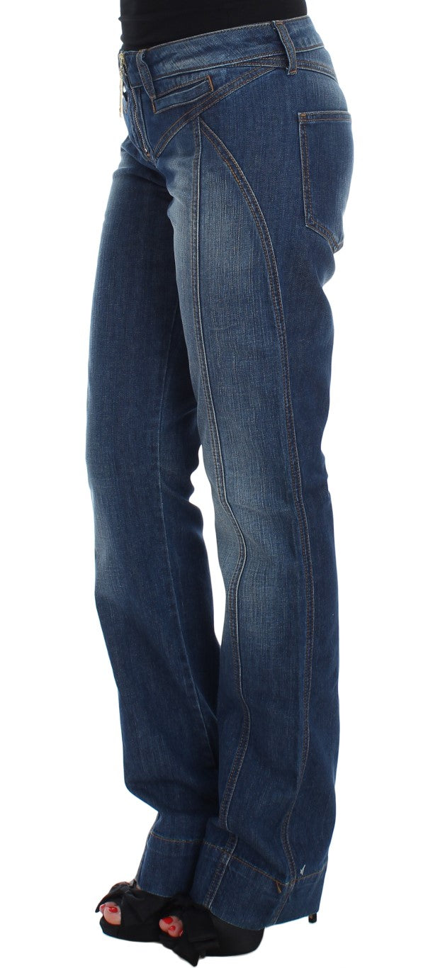 Cavalli - Jean bootcut en coton stretch bleu délavé