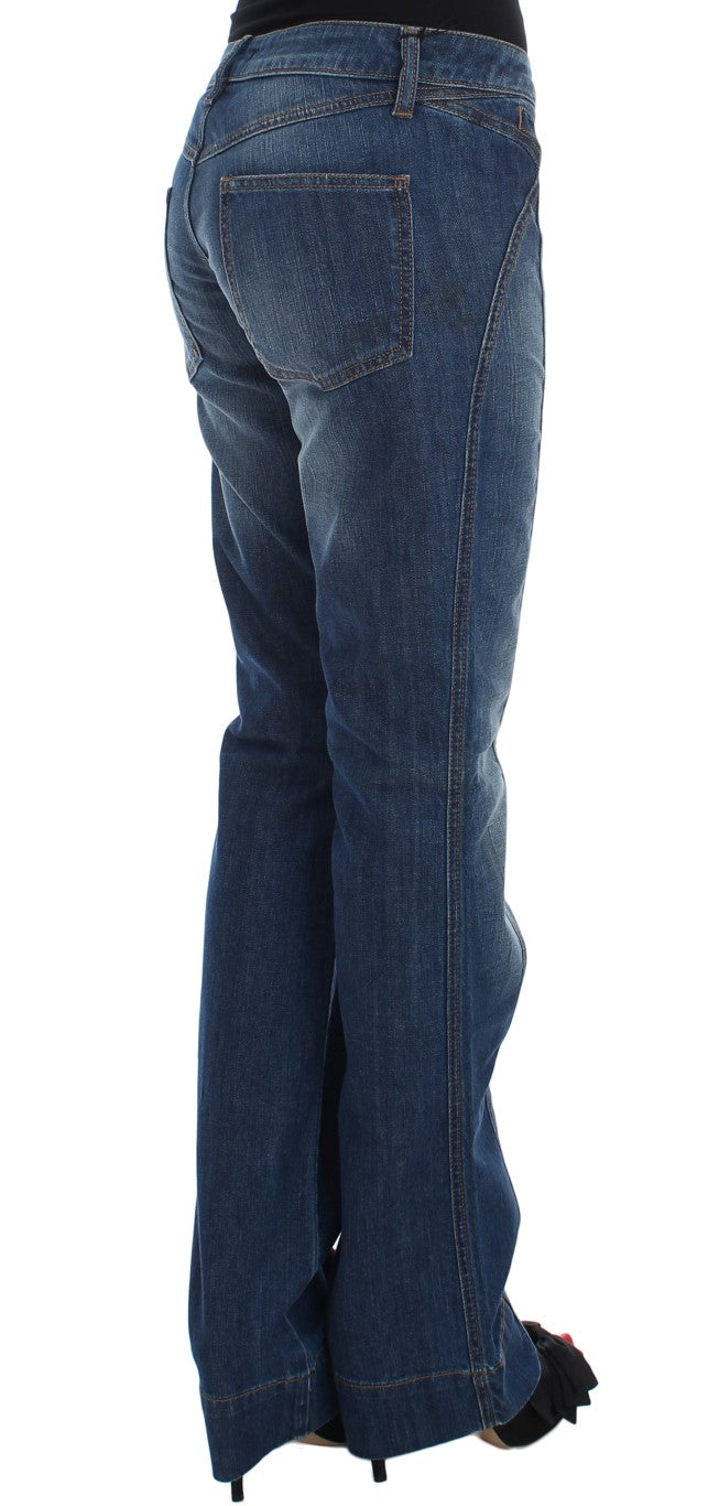 Cavalli - Jean bootcut en coton stretch bleu délavé