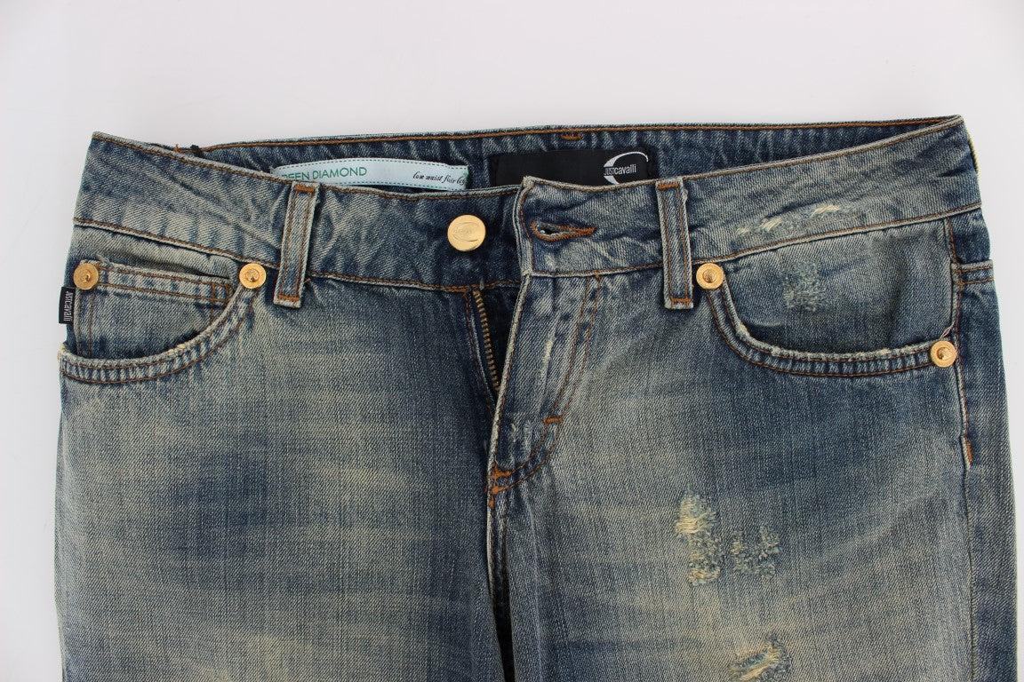 Blaue Cavalli-Jeans aus Baumwolle mit niedriger Taille