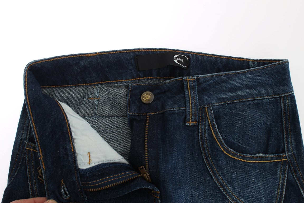 Blaue Cavalli-Jeans aus Baumwollstretch mit niedriger Taille