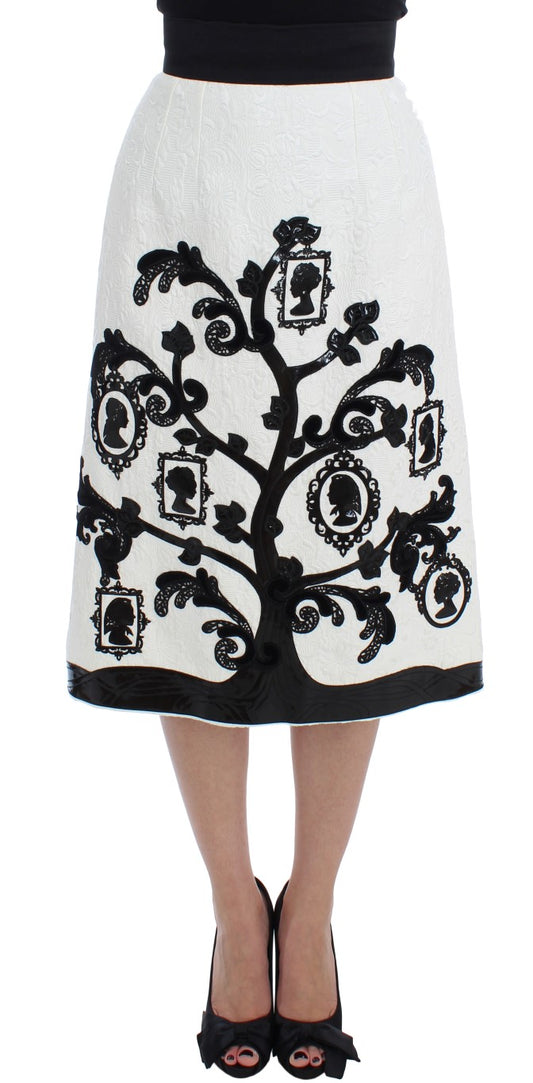 Dolce &amp; Gabbana Jupe d'arbre généalogique en brocart floral blanc