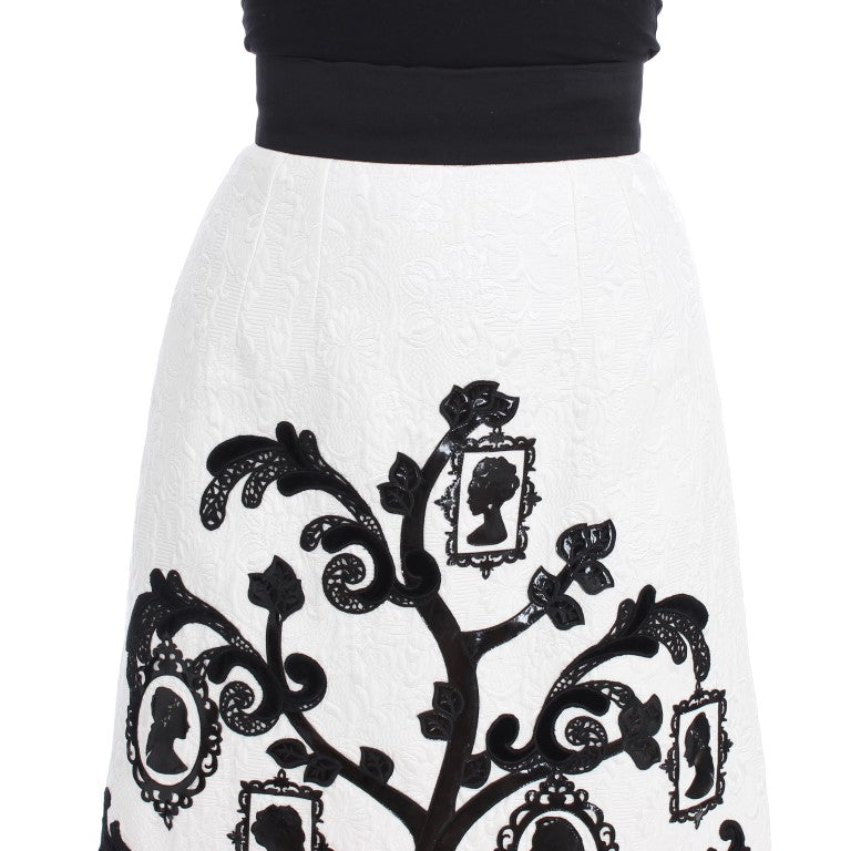 Dolce &amp; Gabbana Jupe d'arbre généalogique en brocart floral blanc