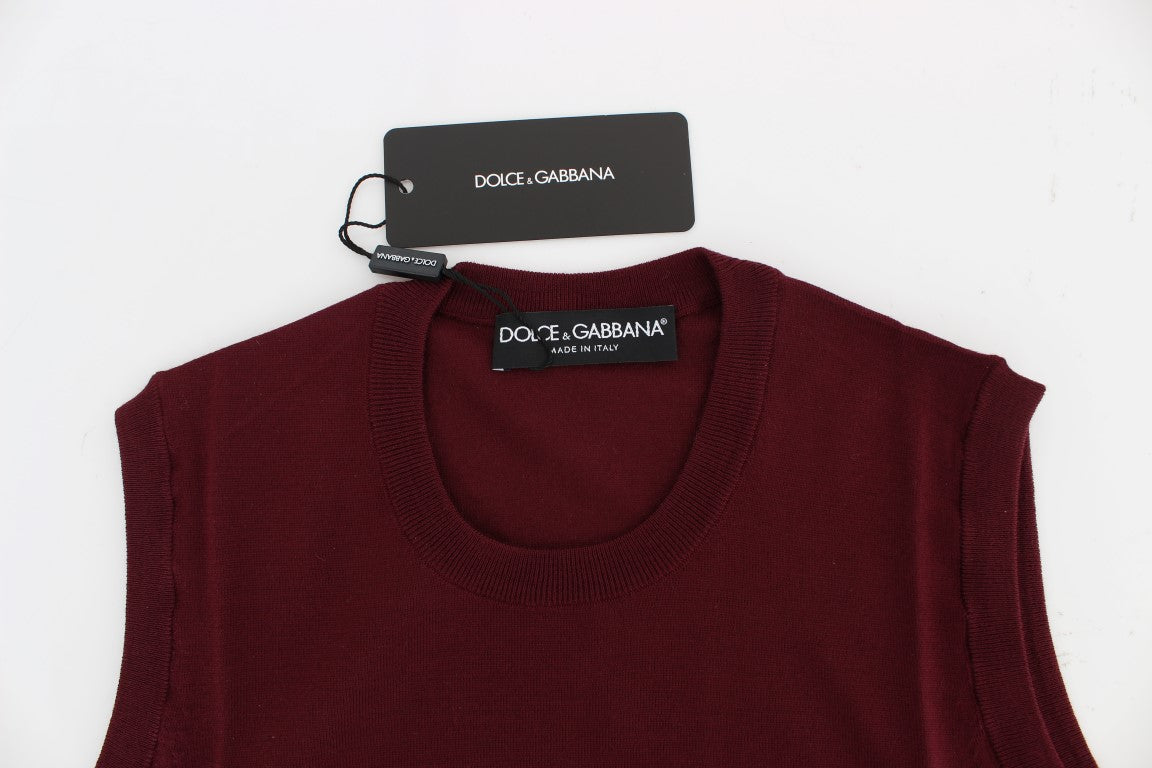 Dolce &amp; Gabbana Roter ärmelloser Pullover mit Rundhalsausschnitt