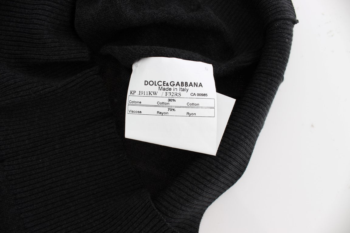 Dolce &amp; Gabbana Schwarzer ärmelloser Pullover mit Rundhalsausschnitt