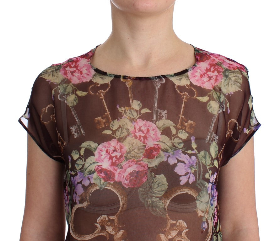 Dolce &amp; Gabbana T-shirt chemisier en soie à imprimé floral noir