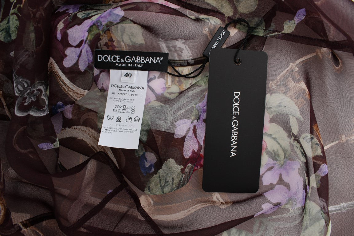 Dolce &amp; Gabbana T-shirt chemisier en soie à imprimé floral noir