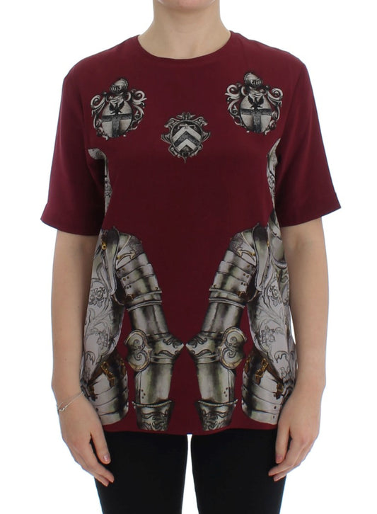 Dolce &amp; Gabbana T-shirt chemisier en soie imprimé chevalier rouge