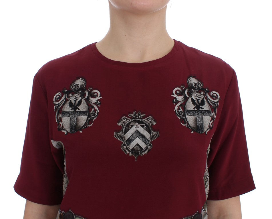 Dolce &amp; Gabbana T-shirt chemisier en soie imprimé chevalier rouge