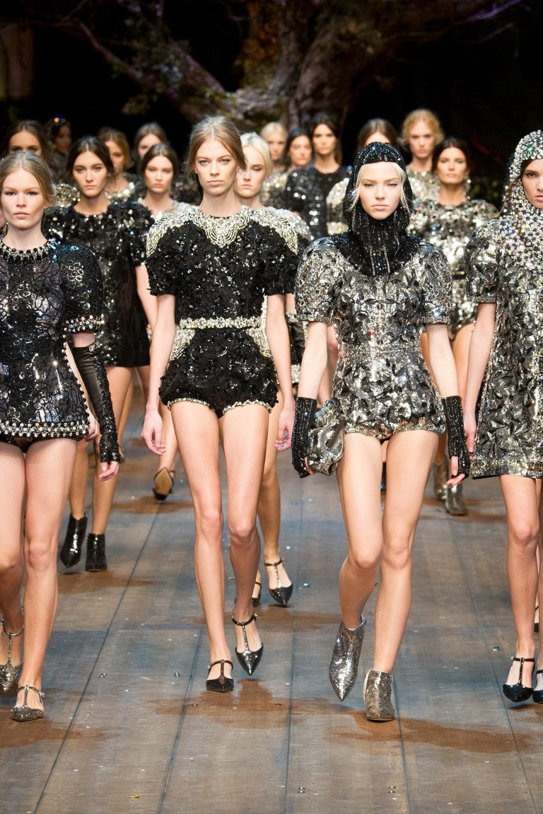 Dolce &amp; Gabbana Schwarzes Runway-Blusenoberteil mit klarem Kristall