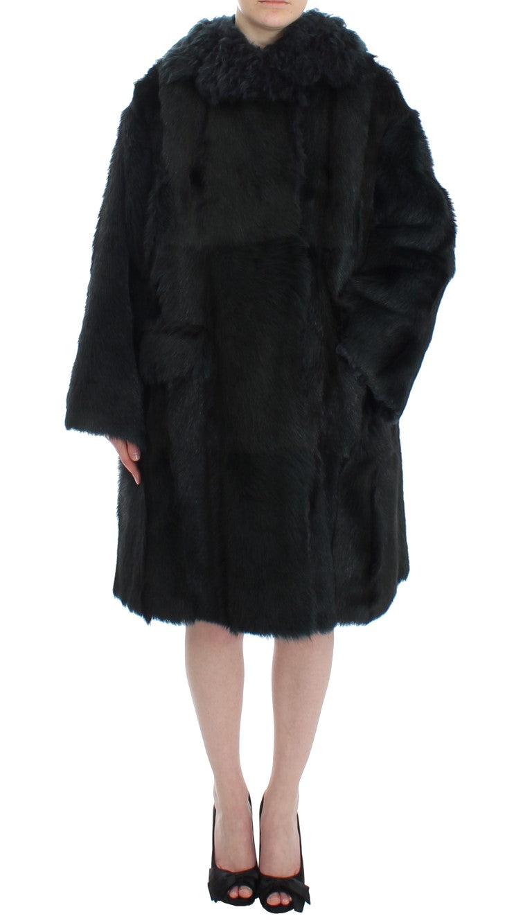 Dolce &amp; Gabbana Manteau long en peau de mouton et fourrure de chèvre noire