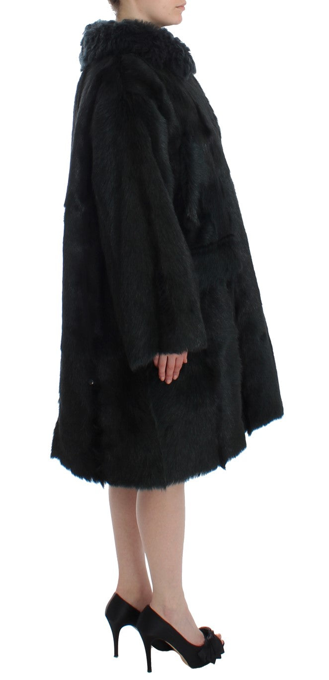 Dolce &amp; Gabbana Manteau long en peau de mouton et fourrure de chèvre noire