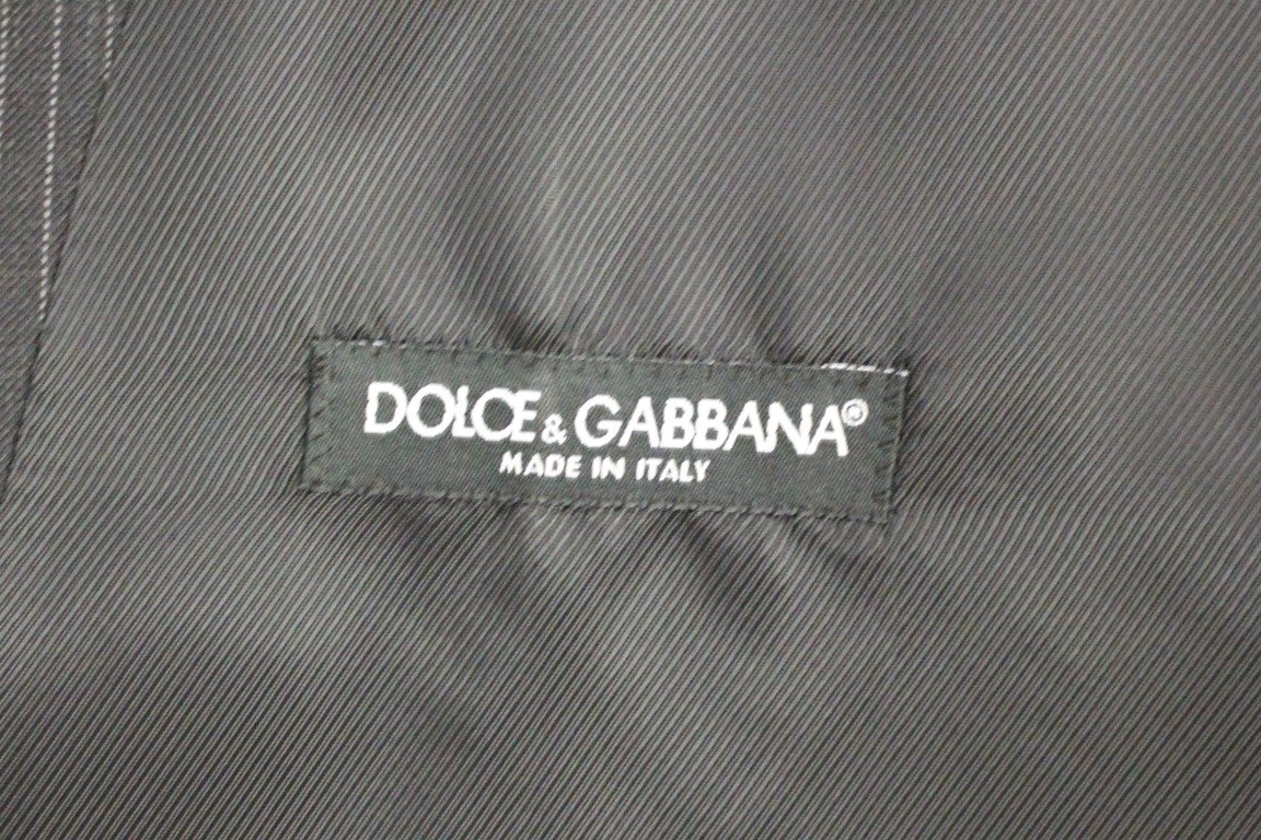 Dolce &amp; Gabbana Grau gestreifte einreihige Wollweste