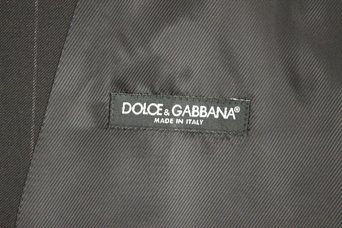 Dolce &amp; Gabbana Schwarz gestreifte Wolle-Logo-Weste