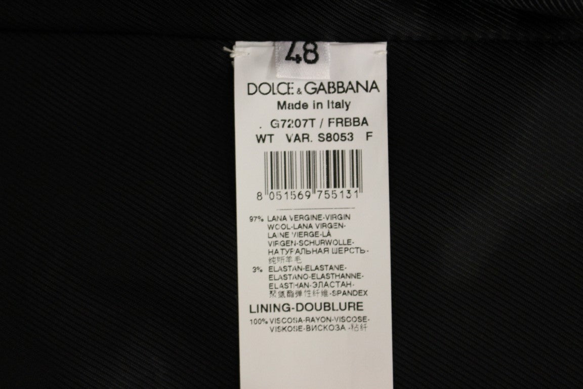 Dolce &amp; Gabbana Schwarz gestreifte Wolle-Logo-Weste