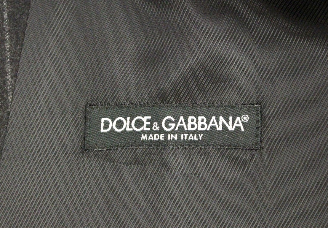 Dolce &amp; Gabbana Grau gestreifte Wolle-Logo-Weste