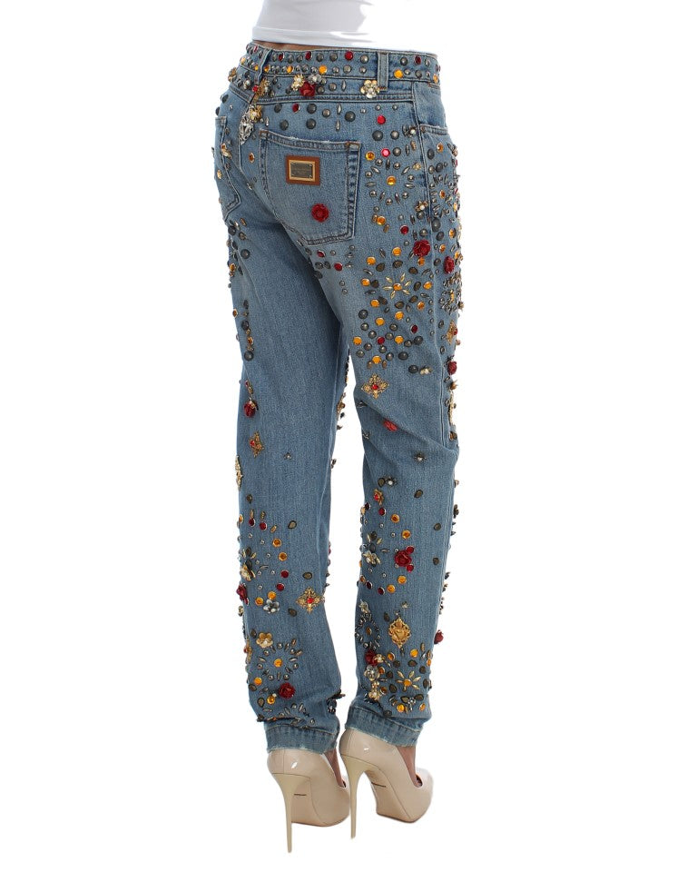 Dolce &amp; Gabbana Jeans mit Herzverzierung und Kristallrosen