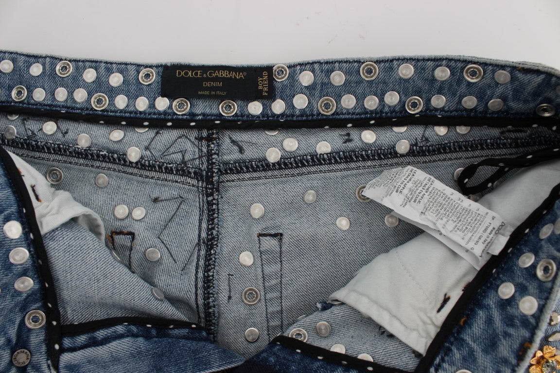 Dolce &amp; Gabbana Jeans mit Herzverzierung und Kristallrosen