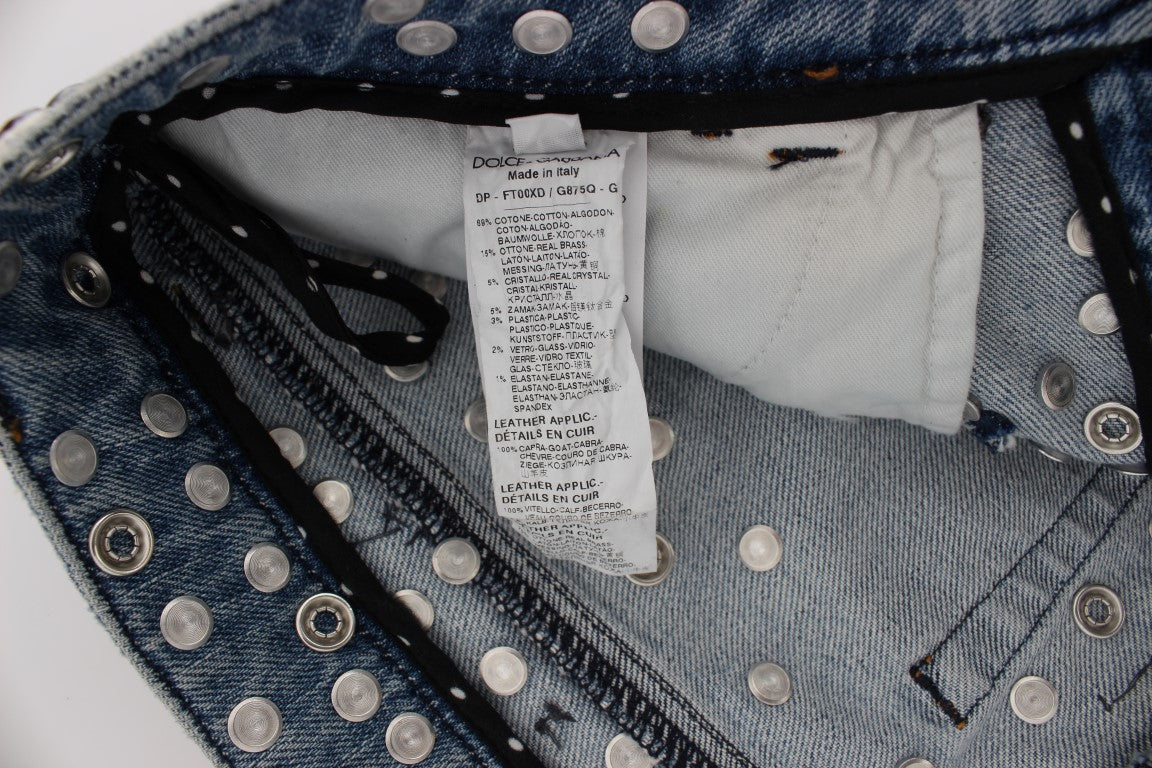 Dolce &amp; Gabbana Jeans mit Herzverzierung und Kristallrosen