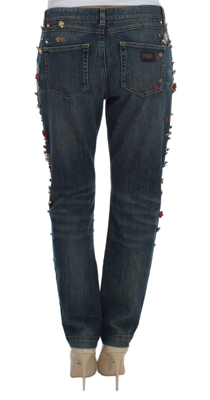 Dolce &amp; Gabbana Jeans mit Herzverzierung und Kristallrosen