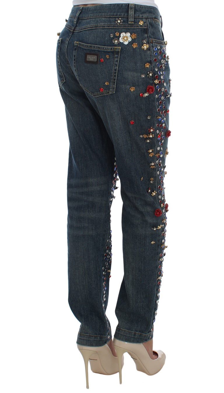 Dolce &amp; Gabbana Jeans mit Herzverzierung und Kristallrosen