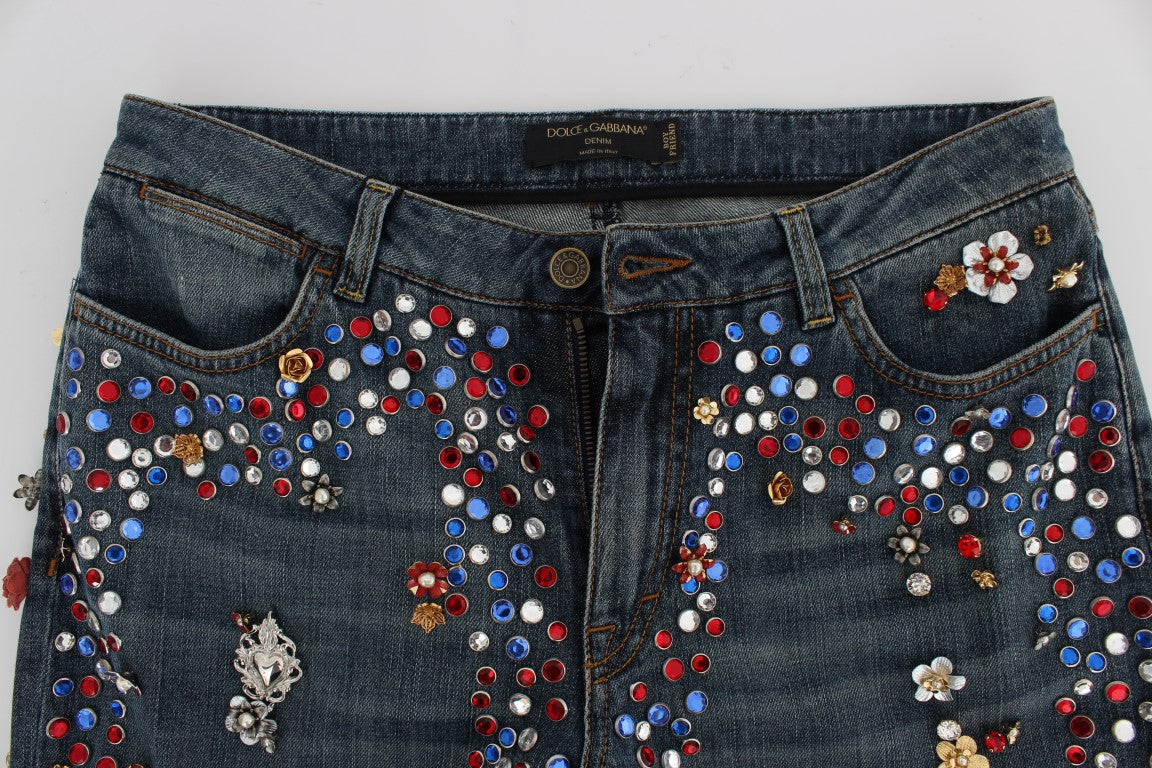 Dolce &amp; Gabbana Jeans mit Herzverzierung und Kristallrosen