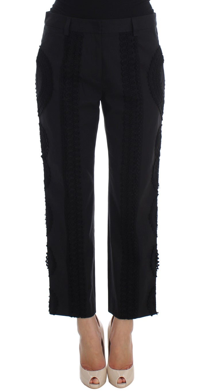 Dolce &amp; Gabbana Pantalon Capris Torero Stretch En Coton Noir