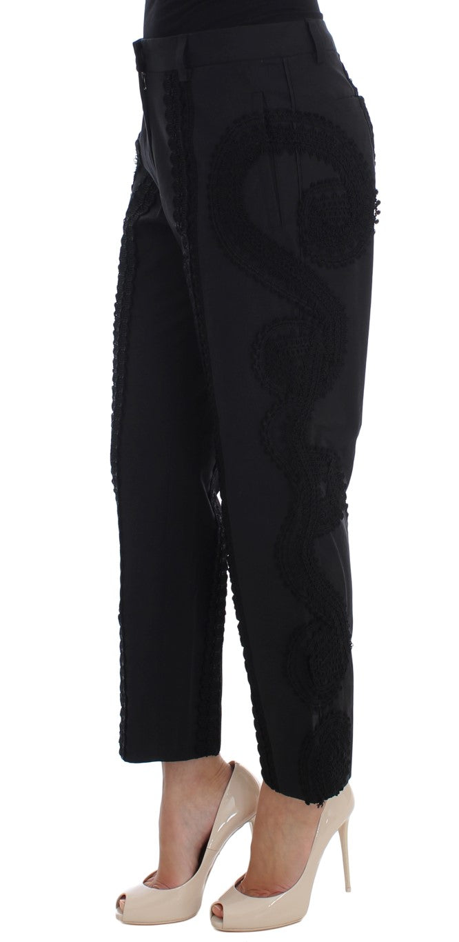 Dolce &amp; Gabbana Pantalon Capris Torero Stretch En Coton Noir