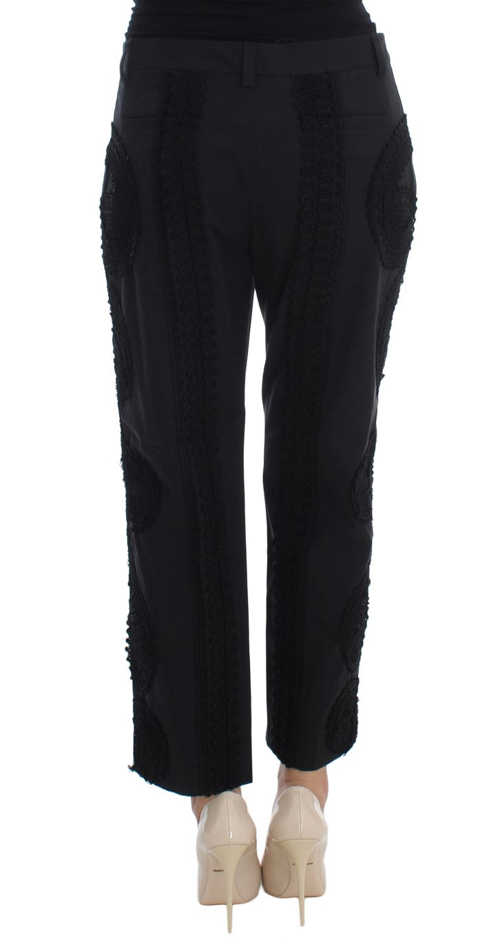 Dolce &amp; Gabbana Pantalon Capris Torero Stretch En Coton Noir