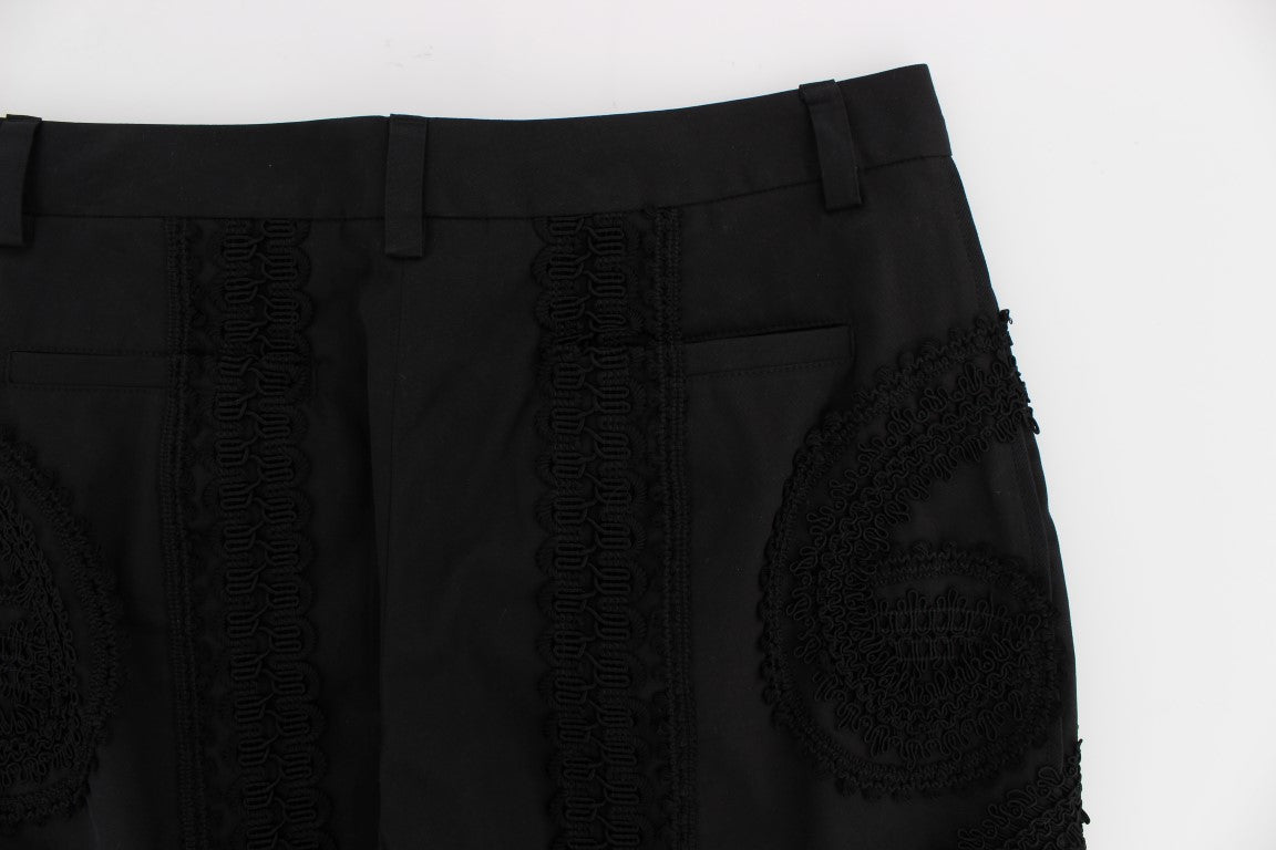 Dolce &amp; Gabbana Pantalon Capris Torero Stretch En Coton Noir