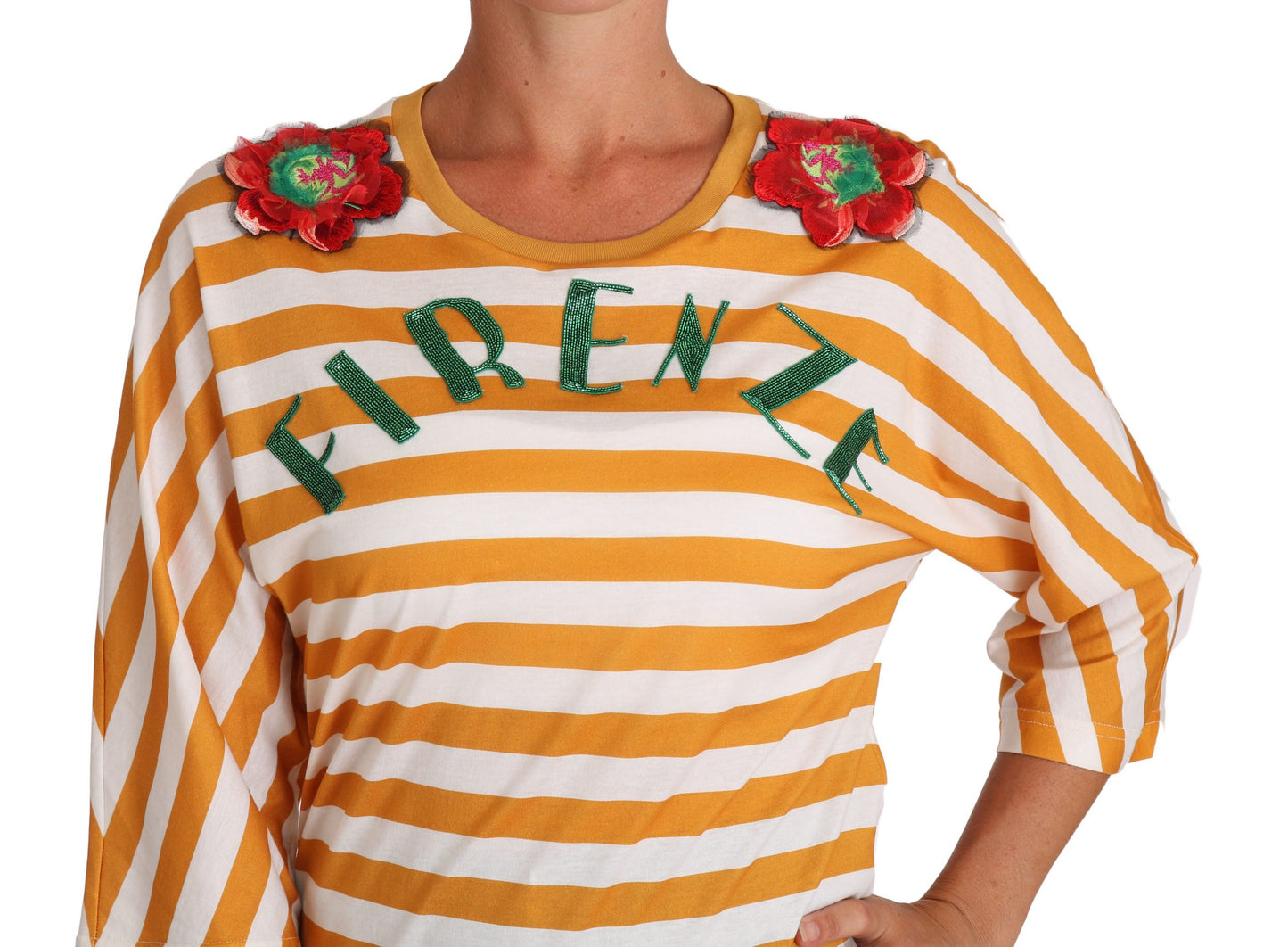 Dolce &amp; Gabbana Weiß Orange FIRENZE Top T-Shirt