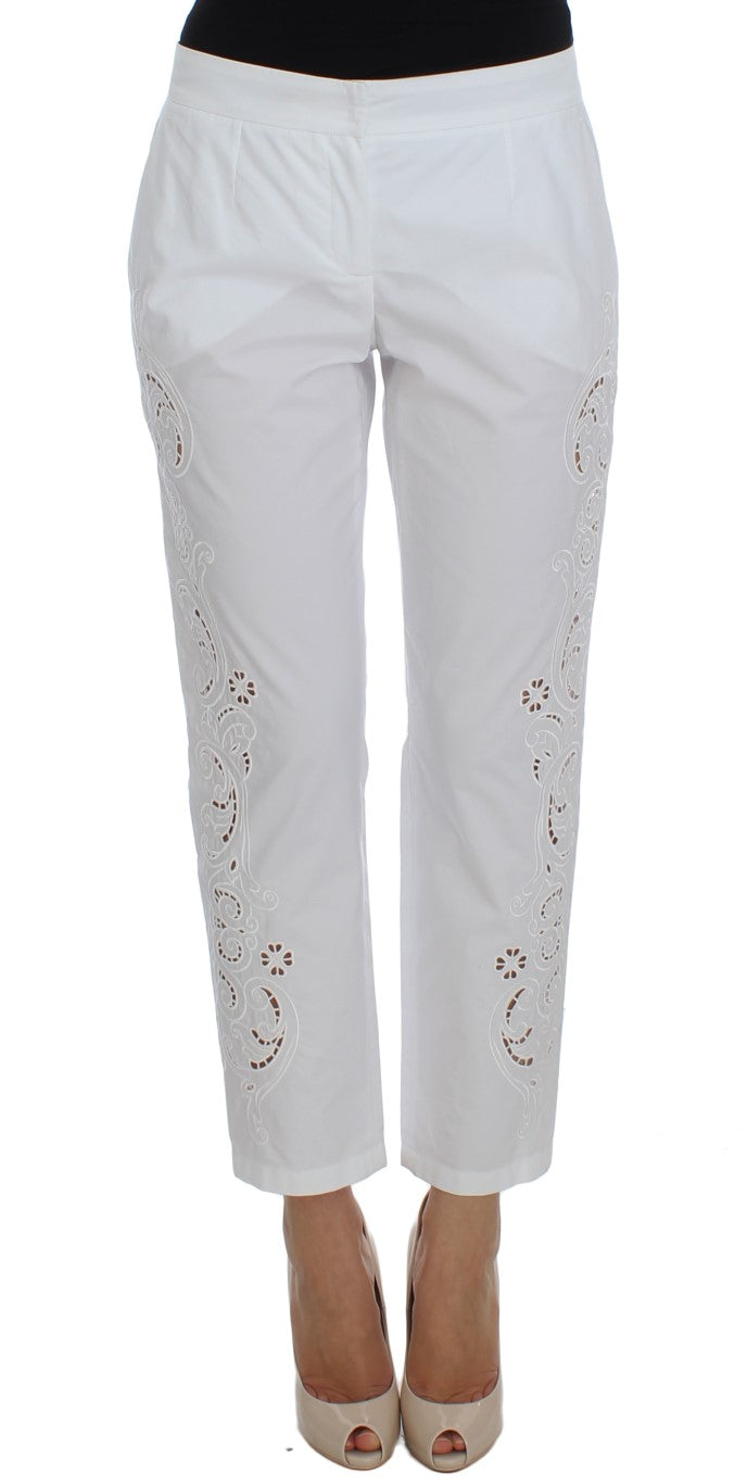 Dolce &amp; Gabbana Robe blanche à découpes florales Pantalon Sicile